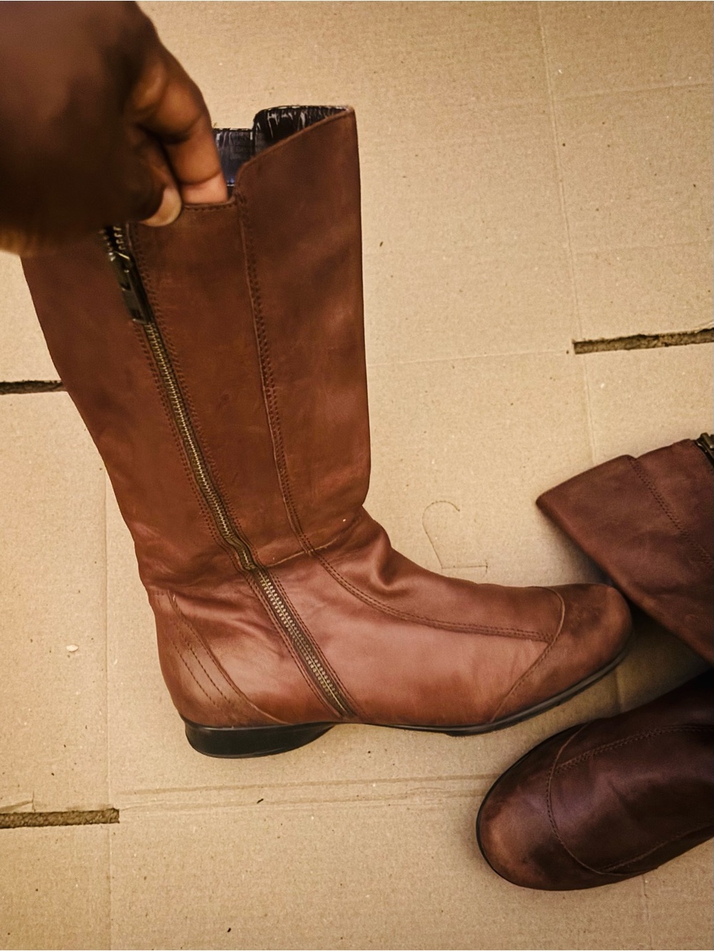 Classic Brown Leather Knee-High Women's Boots